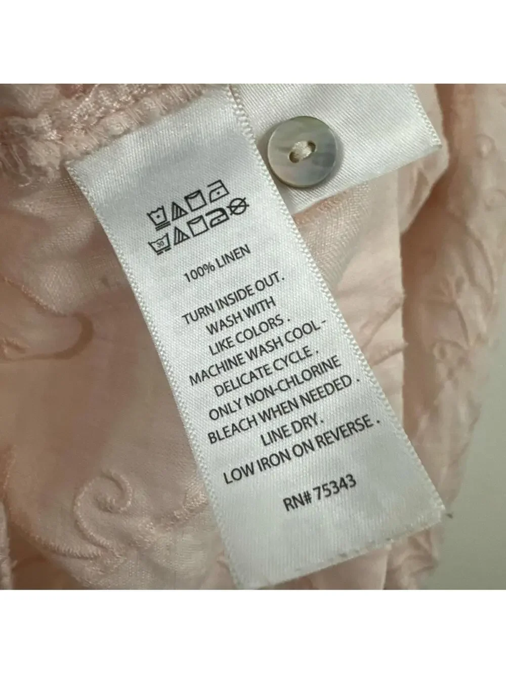 Saint Tropez West Linen Pintuck Embroidered Blouse Women's Size L
